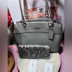 Coach Mini Brooke Carryall Leather satchel Crossgrain Leather Handbag Grey NWOT